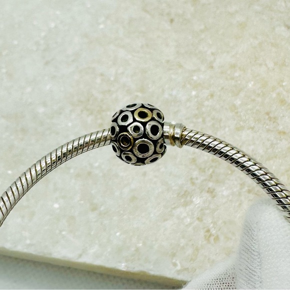 EUC Pandora 790325 Sterling Silver w/ 14K Yellow Gold Oh! Charm - Picture 4 of 17